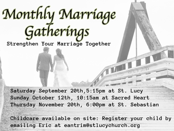 Monthly Marriage Gathering 10:15 am at Sacred Heart