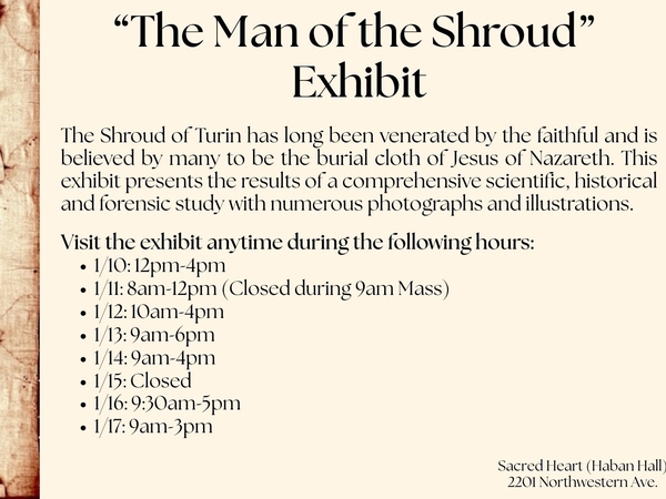 "Man of the Shroud" Exhibit @ Sacred Heart