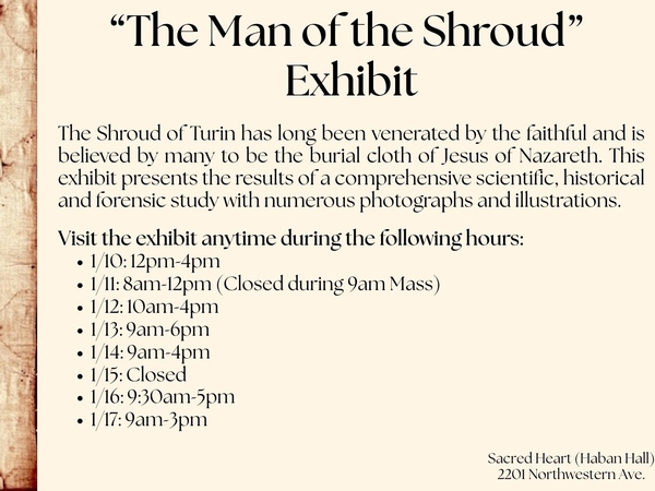 "Man of the Shroud" Exhibit @ Sacred Heart