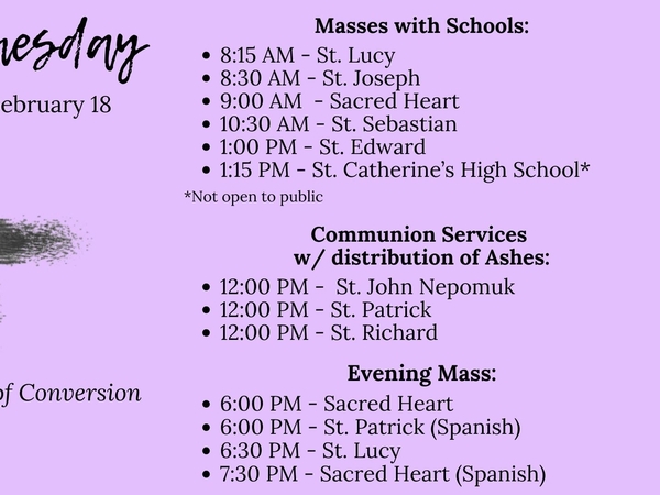 Ash Wednesday Mass 8:30am
