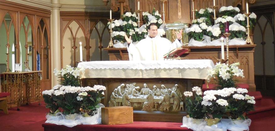 Father Steve at the Easter altar